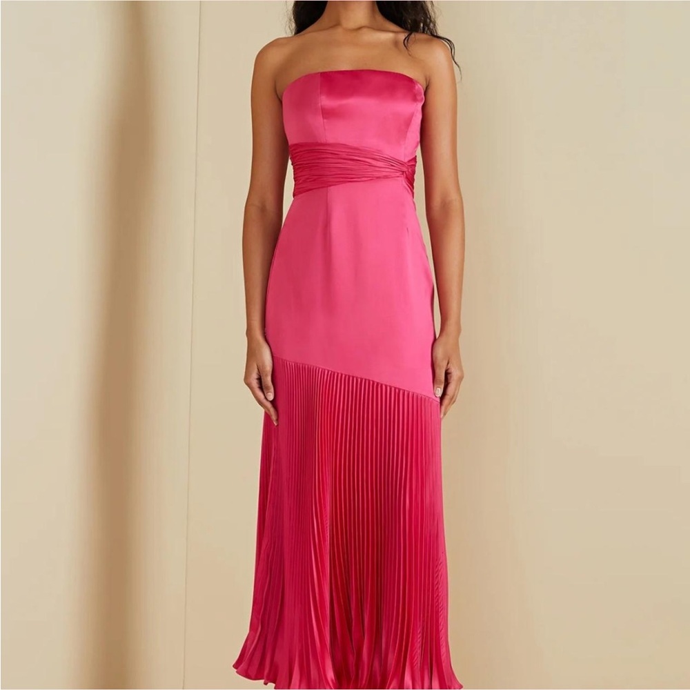AMUR Pink “Milly” Pleated Strapless Dress — Size 0 / XXS / XS — Brand New